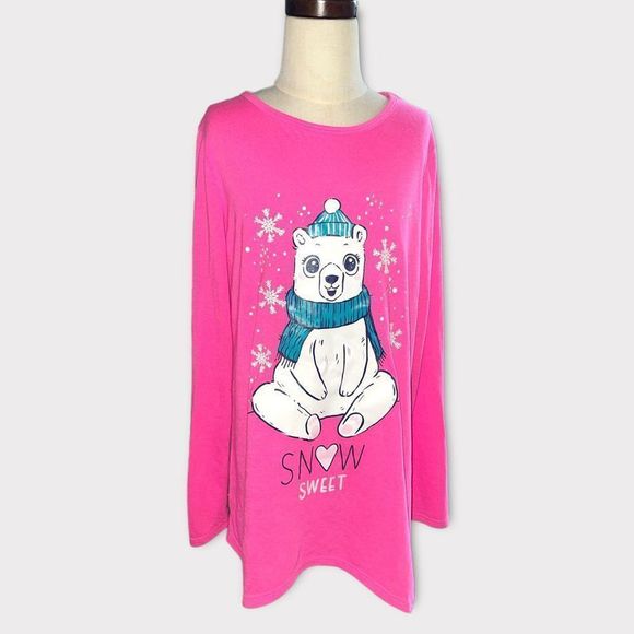 SO nightgown SNOW SWEET pink polar bear girls  pj’s size 14 - Picture 1 of 5